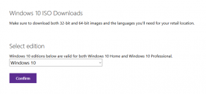 windows 10 download - select edition