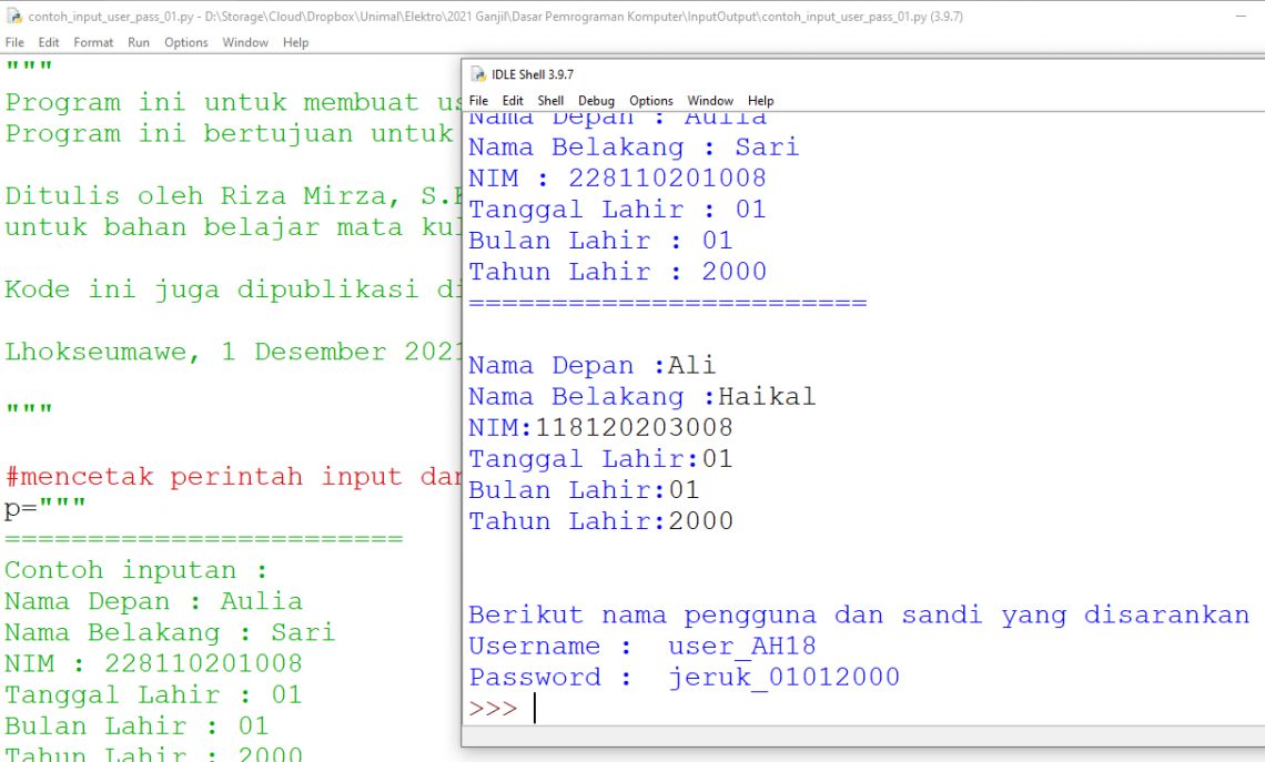 Contoh Program Input Output Pada Python