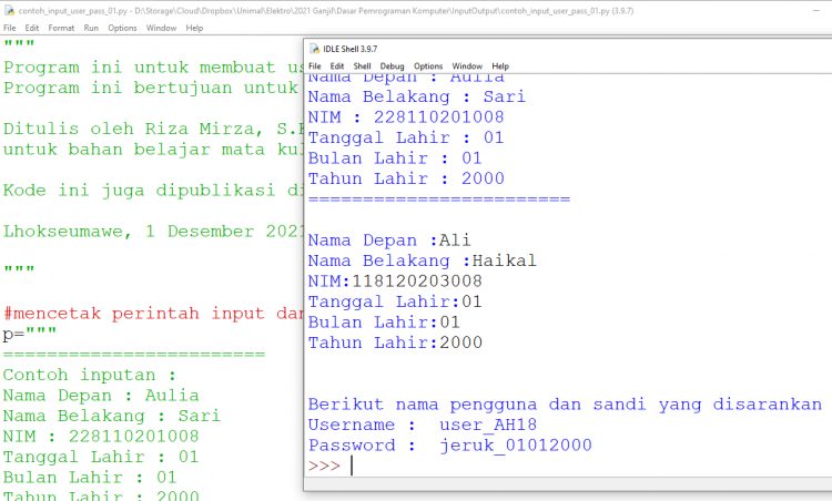 Contoh Program Input Output Pada Python